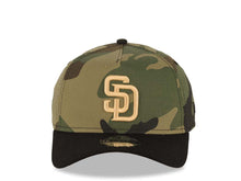 Load image into Gallery viewer, San Diego Padres New Era MLB 9FORTY 940 A-Frame Adjustable Cap Hat Camo Crown Black Visor Light Khaki Logo Gray UV
