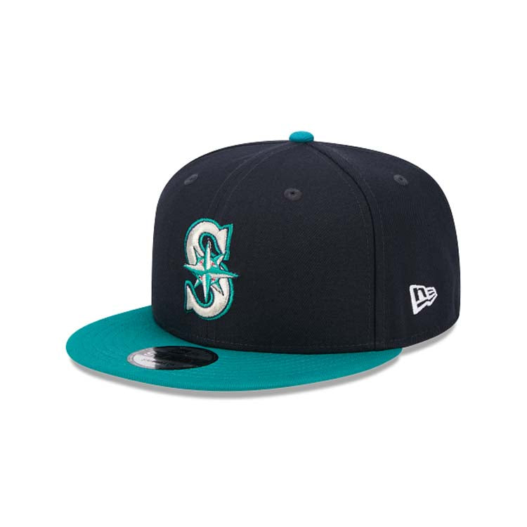 Seattle Mariners New Era MLB 9FIFTY 950 Snapback Cap Hat Navy Blue Crown Teal Visor Team Color Logo