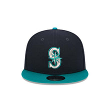 Load image into Gallery viewer, Seattle Mariners New Era MLB 9FIFTY 950 Snapback Cap Hat Navy Blue Crown Teal Visor Team Color Logo
