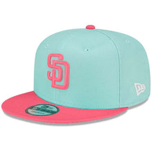 Load image into Gallery viewer, (City Connect) San Diego Padres New Era MLB 9FIFTY 950 Snapback Cap Hat Teal Crown Magenta Visor Magenta Logo
