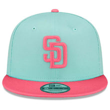 Load image into Gallery viewer, (City Connect) San Diego Padres New Era MLB 9FIFTY 950 Snapback Cap Hat Teal Crown Magenta Visor Magenta Logo
