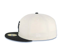 Load image into Gallery viewer, Los Angeles Dodgers New Era MLB 59FIFTY 5950 Fitted Cap Hat Cream Crown Black Visor Black Upside Down Logo 60th Anniversary Side Patch
