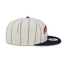 Load image into Gallery viewer, Los Angeles Anaheim Angels New Era MLB 9FIFTY 950 Snapback Cap Hat Cream Pinstripe Crown Navy Blue Visor Red/Navy Text Logo
