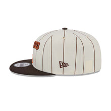 Load image into Gallery viewer, San Diego Padres New Era MLB 9FIFTY 950 Snapback Cap Hat Cream Pinstripe Crown Brown Visor Orange/Brown Script/Text Logo
