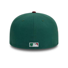 Load image into Gallery viewer, (Corduroy Visor) Seattle Mariners New Era MLB 59FIFTY 5950 Fitted Cap Hat Dark Green Crown Maroon Visor White/Maroon Logo 20th Anniversary Side Patch

