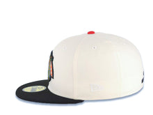 Load image into Gallery viewer, Chicago Blackhawks New Era NHL 59FIFTY 5950 Fitted Cap Hat Cream Crown Black Visor Team Color Retro Logo Gray UV
