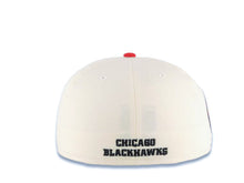 Load image into Gallery viewer, Chicago Blackhawks New Era NHL 59FIFTY 5950 Fitted Cap Hat Cream Crown Black Visor Team Color Retro Logo Gray UV

