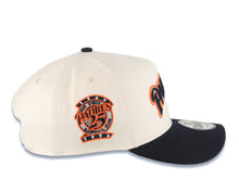 Load image into Gallery viewer, San Diego Padres New Era MLB 9FORTY 940 Adjustable A-Frame Cap Hat Cream Crown Navy Visor Navy/Silver/Orange Script Logo 25th Anniversary Side Patch
