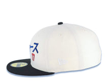 Load image into Gallery viewer, Los Angeles Dodgers New Era MLB 59FIFTY 5950 Fitted Cap Hat Cream Crown Black Visor Royal Blue/Red Logo 100 Anniversary Side Patch
