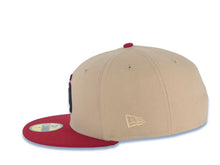 Load image into Gallery viewer, San Diego Padres New Era MLB 59FIFTY 5950 Fitted Cap Hat Khaki Crown Cardinal Visor Black/Cardinal Logo Petco Park Side Patch
