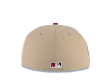 Load image into Gallery viewer, San Diego Padres New Era MLB 59FIFTY 5950 Fitted Cap Hat Khaki Crown Cardinal Visor Black/Cardinal Logo Petco Park Side Patch
