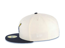 Load image into Gallery viewer, San Diego Padres New Era MLB 59FIFTY 5950 Fitted Cap Hat Cream Crown Navy Blue Visor Navy/Yellow Logo 20th Anniversary Petco Park Side Patch
