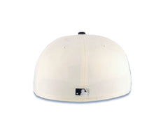 Load image into Gallery viewer, San Diego Padres New Era MLB 59FIFTY 5950 Fitted Cap Hat Cream Crown Navy Blue Visor Navy/Yellow Logo 20th Anniversary Petco Park Side Patch
