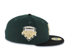 Load image into Gallery viewer, San Diego Padres New Era MLB 59FIFTY 5950 Fitted Cap Hat Dark Green Crown Black Visor Cream/Metallic Gold Logo 1992 All-Star Game Side Patch Gray UV
