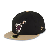 Load image into Gallery viewer, San Diego Padres New Era MLB 59FIFTY 5950 Fitted Cap Hat Black Crown Khaki Visor Maroon Swinging Friar Logo 1998 World Series Side Patch Gray UV
