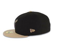 Load image into Gallery viewer, San Diego Padres New Era MLB 59FIFTY 5950 Fitted Cap Hat Black Crown Khaki Visor Maroon Swinging Friar Logo 1998 World Series Side Patch Gray UV
