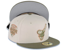Load image into Gallery viewer, San Diego Padres New Era MLB 59FIFTY 5950 Fitted Cap Hat Stone Crown Olive Green Visor Green/Brown Swinging Friar Logo 1992 All-Star Game Side Patch
