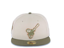 Load image into Gallery viewer, San Diego Padres New Era MLB 59FIFTY 5950 Fitted Cap Hat Stone Crown Olive Green Visor Green/Brown Swinging Friar Logo 1992 All-Star Game Side Patch

