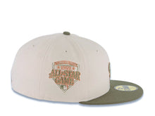 Load image into Gallery viewer, San Diego Padres New Era MLB 59FIFTY 5950 Fitted Cap Hat Stone Crown Olive Green Visor Green/Brown Swinging Friar Logo 1992 All-Star Game Side Patch
