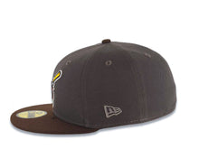 Load image into Gallery viewer, San Diego Padres New Era MLB 59FIFTY 5950 Fitted Cap Hat Dark Gray Crown Brown Visor Brown/Yellow Swinging Friar Logo 1992 All-Star Game Side Patch
