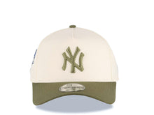 Load image into Gallery viewer, New York Yankees New Era MLB 9FORTY 940 Adjustable A-Frame Cap Hat Cream Crown Olive Green Visor Olive Green Logo 2000 World Series Side Patch
