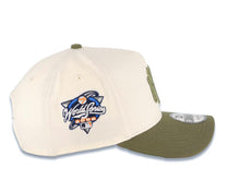 Load image into Gallery viewer, New York Yankees New Era MLB 9FORTY 940 Adjustable A-Frame Cap Hat Cream Crown Olive Green Visor Olive Green Logo 2000 World Series Side Patch
