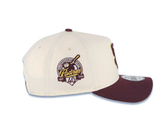 Load image into Gallery viewer, San Diego Padres New Era MLB 9FORTY 940 Adjustable A-Frame Cap Hat Cream Crown Maroon Visor Maroon/Metallic Gold Logo 40th Anniversary Side Patch
