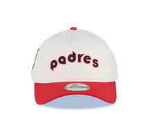 Load image into Gallery viewer, San Diego Padres New Era MLB 9FORTY 940 Adjustable A-Frame Cap Hat Cream Crown Red Visor Black/Red Script/Text Logo 40th Anniversary Side Patch
