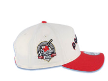 Load image into Gallery viewer, San Diego Padres New Era MLB 9FORTY 940 Adjustable A-Frame Cap Hat Cream Crown Red Visor Black/Red Script/Text Logo 40th Anniversary Side Patch
