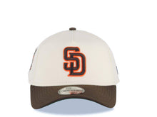 Load image into Gallery viewer, San Diego Padres New Era MLB 9FORTY 940 Adjustable A-Frame Cap Hat Cream Crown Brown Visor Brown/Orange Logo 40th Anniversary Side Patch Green UV
