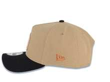 Load image into Gallery viewer, San Diego Padres New Era MLB 9FORTY 940 Adjustable A-Frame Cap Hat Khaki Crown Black Visor Peach/Metallic Brown/Black Logo 1984 World Series Patch
