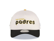 Load image into Gallery viewer, San Diego Padres New Era MLB 9FORTY 940 Adjustable A-Frame Cap Hat White Crown Black Visor Black/Metallic Gold Logo 25th Anniversary Side Patch

