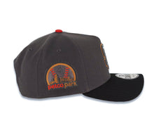 Load image into Gallery viewer, San Diego Padres New Era MLB 9FORTY 940 Adjustable A-Frame Cap Hat Dark Gray Crown Black Visor Metallic Black/Light Brown Logo Petco Park Side Patch
