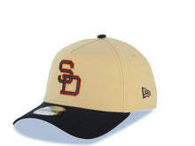 Load image into Gallery viewer, San Diego Padres New Era MLB 9FORTY 940 Adjustable A-Frame Cap Hat Vegas Gold Crown Black Visor Brown/Orange Cooperstown Logo 25th Anniversary Patch
