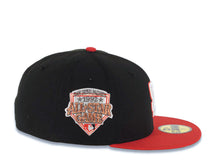 Load image into Gallery viewer, San Diego Padres New Era MLB 59FIFTY 5950 Fitted Cap Hat Black Crown Red Visor White/Red Logo 1992 All-Star Game Side Patch
