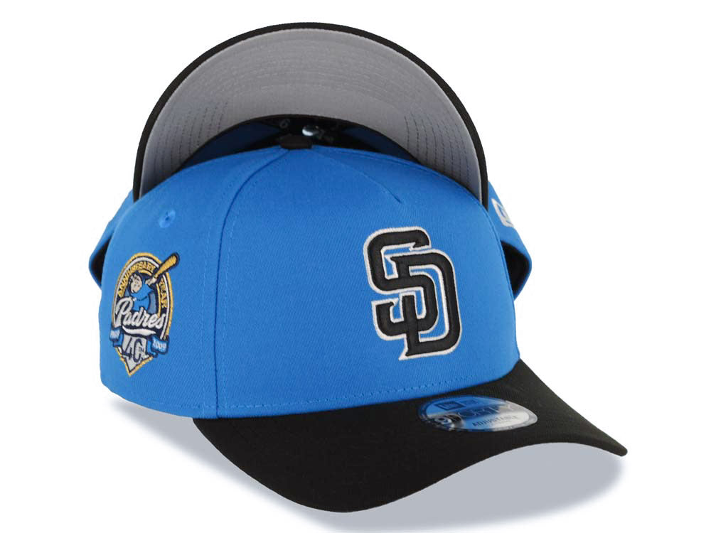 San Diego Padres New Era MLB 9FORTY 940 Adjustable A-Frame Cap Hat Cardinal Blue Crown Black Visor Black/White Logo 40th Anniversary Side Patch