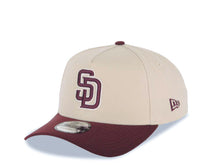 Load image into Gallery viewer, San Diego Padres New Era MLB 9FORTY 940 Adjustable A-Frame Cap Hat Stone Crown Maroon Visor Maroon Logo 25th Anniversary Side Patch
