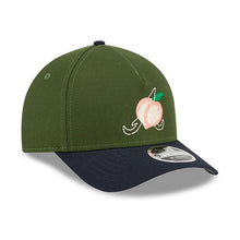 Load image into Gallery viewer, Atlanta Braves New Era MLB 9FORTY 940 M-Crown Adjustable A-Frame Cap Hat Dark Green Crown Navy Blue Visor White/Orange Peach Logo
