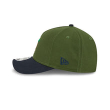 Load image into Gallery viewer, Atlanta Braves New Era MLB 9FORTY 940 M-Crown Adjustable A-Frame Cap Hat Dark Green Crown Navy Blue Visor White/Orange Peach Logo
