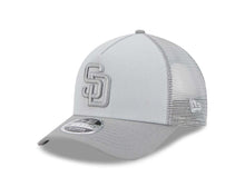 Load image into Gallery viewer, San Diego Padres New Era MLB 9FORTY 940 Adjustable A-Frame Trucker/Mesh Cap Hat Gray Crown Gray Visor Gray Logo (Color Pack)

