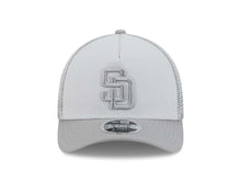 Load image into Gallery viewer, San Diego Padres New Era MLB 9FORTY 940 Adjustable A-Frame Trucker/Mesh Cap Hat Gray Crown Gray Visor Gray Logo (Color Pack)
