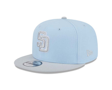 San Diego Padres New Era MLB 9FIFTY 950 Snapback Cap Hat Light Blue Crown Gray Visor Dark Gray/Gray Logo (2-Tone Color Pack)