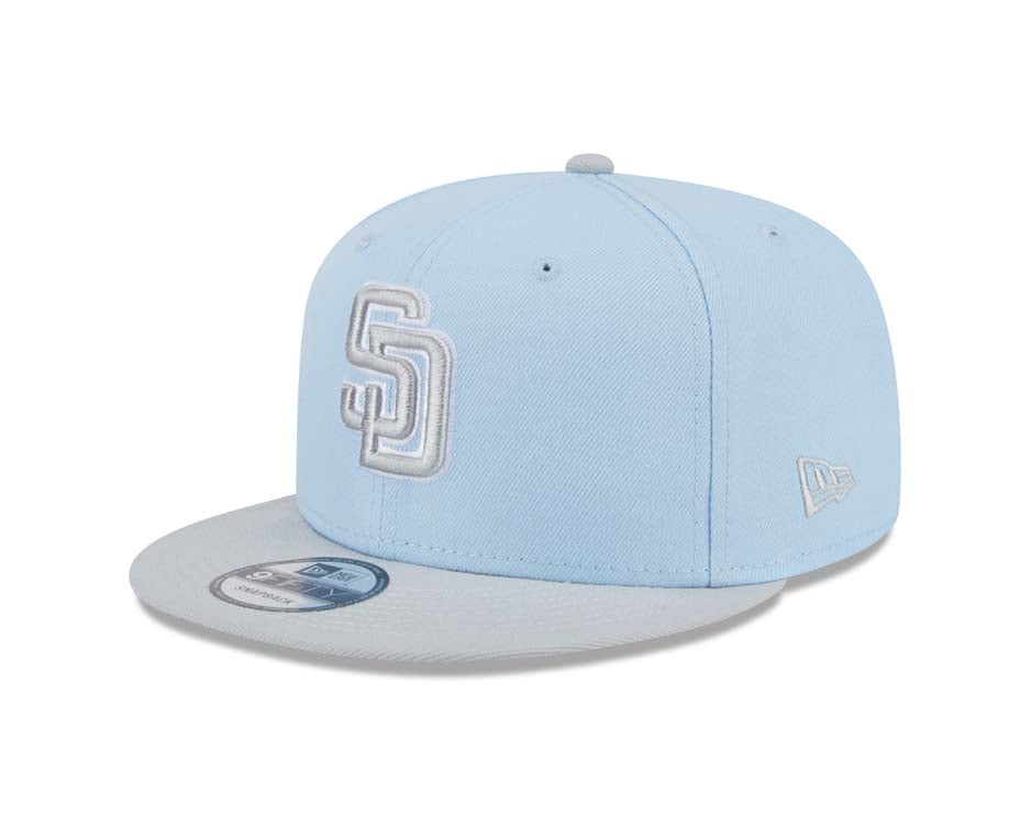 San Diego Padres New Era MLB 9FIFTY 950 Snapback Cap Hat Light Blue Crown Gray Visor Dark Gray/Gray Logo (2-Tone Color Pack)