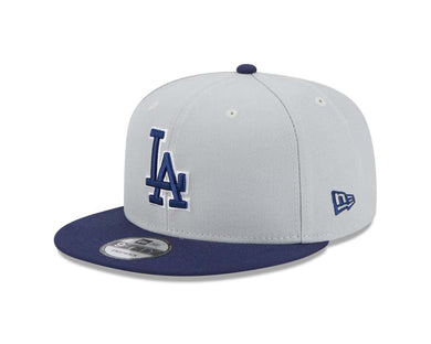 Los Angeles Dodgers New Era MLB 9FIFTY 950 Snapback Cap Hat Gray Crown Navy Blue Visor Navy Blue/White Logo (2-Tone Color Pack)