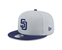 Load image into Gallery viewer, San Diego Padres New Era MLB 9FIFTY 950 Snapback Cap Hat Gray Crown Navy Blue Visor Navy Blue/White Logo (2Tone Color Pack)
