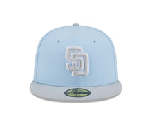 Load image into Gallery viewer, San Diego Padres New Era MLB 59FIFTY 5950 Fitted Cap Hat Light Blue Crown Gray Visor Dark Gray/Gray Logo (2-Tone Color Pack)

