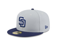 Load image into Gallery viewer, San Diego Padres New Era MLB 59FIFTY 5950 Fitted Cap Hat Gray Crown Navy Blue Visor Navy Blue/White Logo (2-Tone Color Pack)
