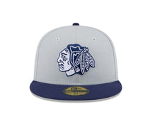 Load image into Gallery viewer, Chicago Blackhawks New Era NHL 59FIFTY 5950 Fitted Cap Hat Gray Crown Navy Blue Visor Navy Blue/Gray Logo (2-Tone Color Pack)

