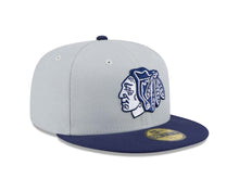 Load image into Gallery viewer, Chicago Blackhawks New Era NHL 59FIFTY 5950 Fitted Cap Hat Gray Crown Navy Blue Visor Navy Blue/Gray Logo (2-Tone Color Pack)
