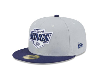 Los Angeles Kings New Era NHL 59FIFTY 5950 Fitted Cap Hat Gray Crown Navy Blue Visor Navy Blue/Gray Logo (2-Tone Color Pack)